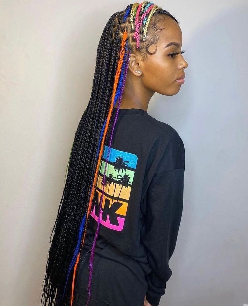 multicolor box braids
