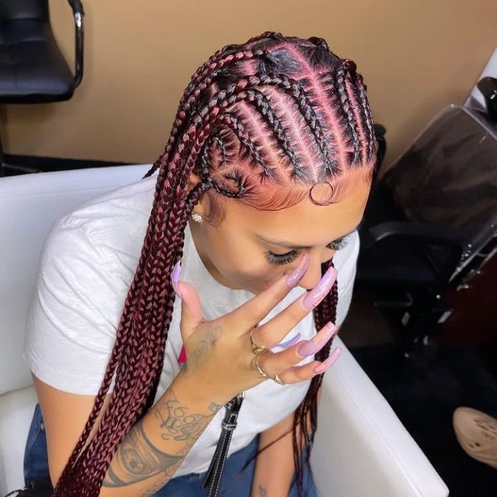 cornrows in stitch braids style