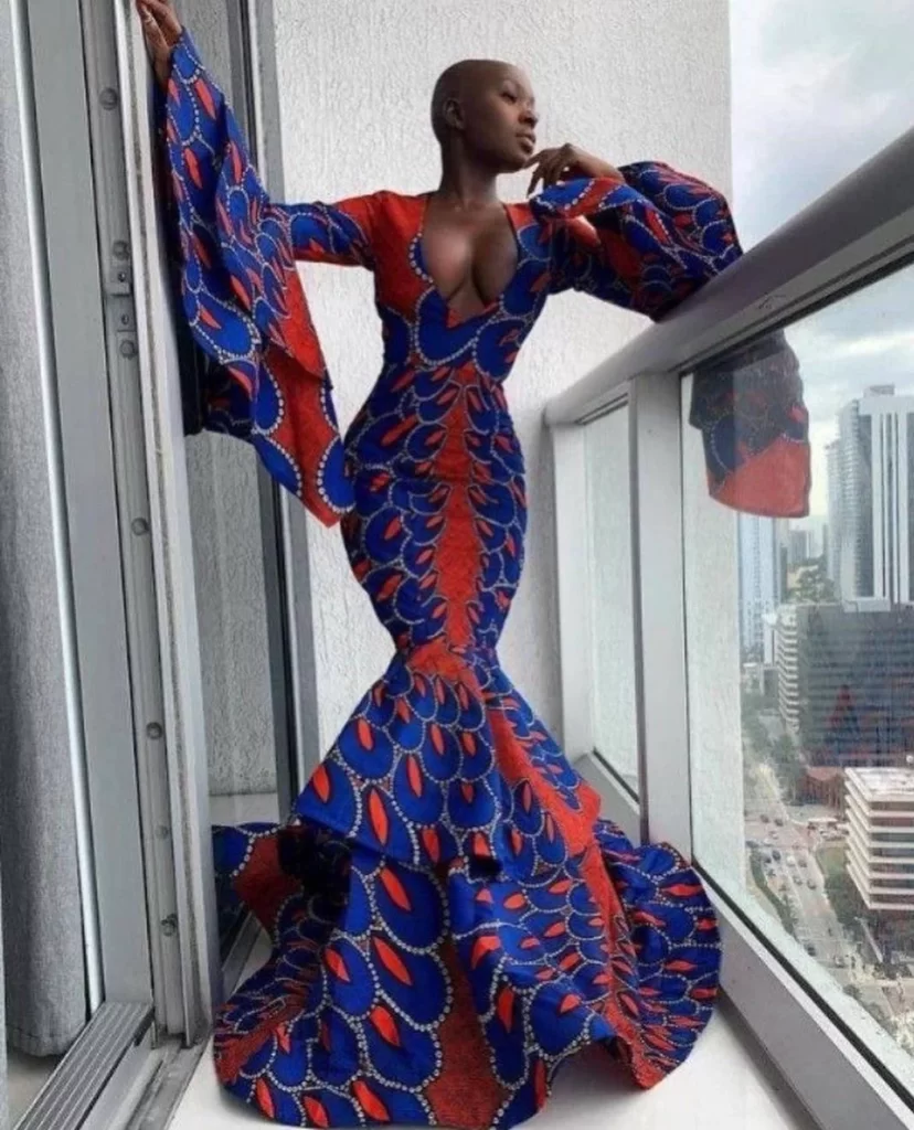 Mermaid Tub Gown With Double Fan Sleeve
