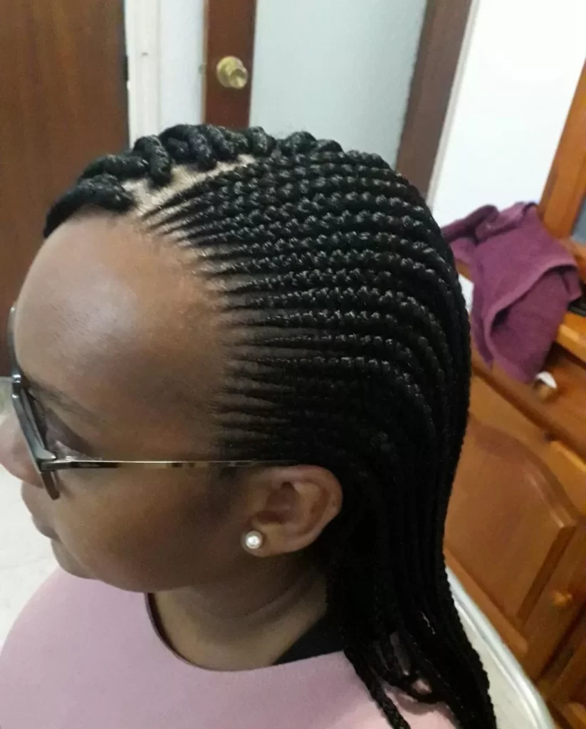 One side Ghana Weaving Shuku Styles, One Side Single Braids