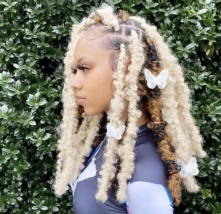 White fluffy butterfly locs hairstyles