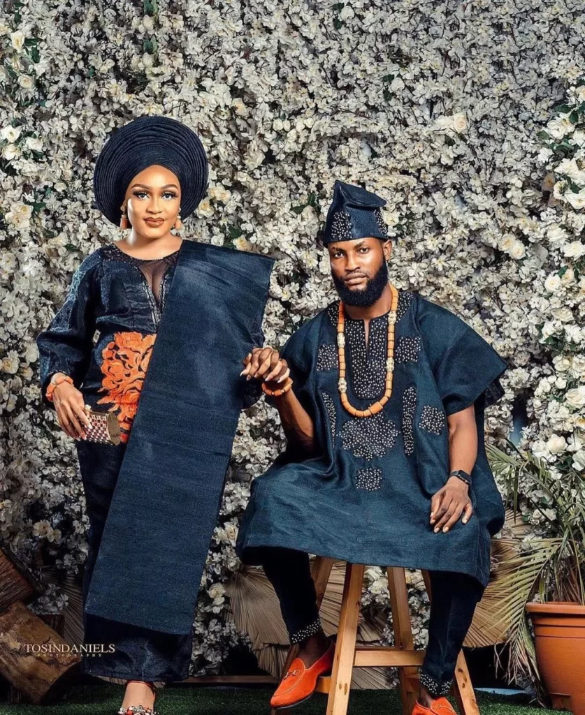 Navy Blue Asoke for Yoruba Couples