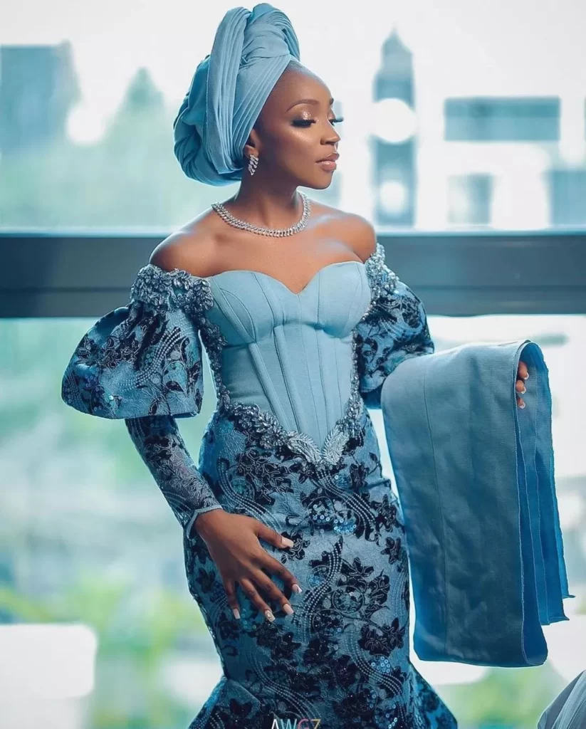 Sea Green Outfit for Yoruba Brides
