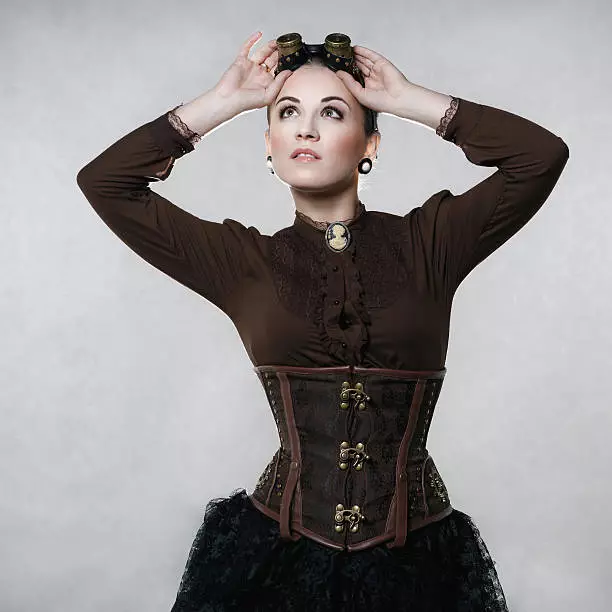 Brocade steampunk corset