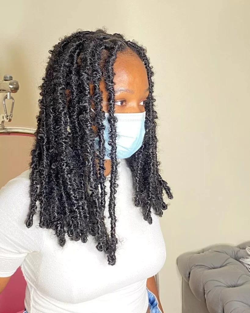 Shoulder length distressed locs for women