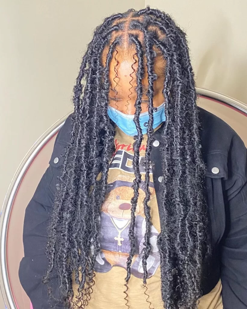 Distressed dreadlocks with deep twist curls