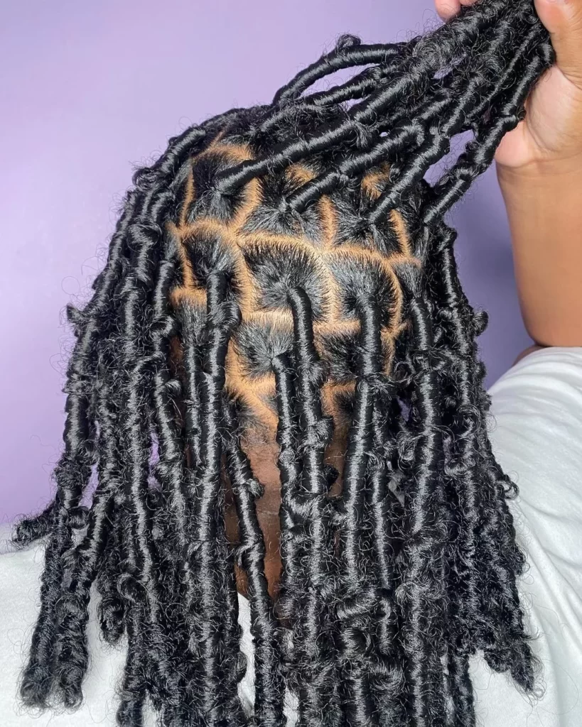 Detailed view of the Bob Butterfly Locs