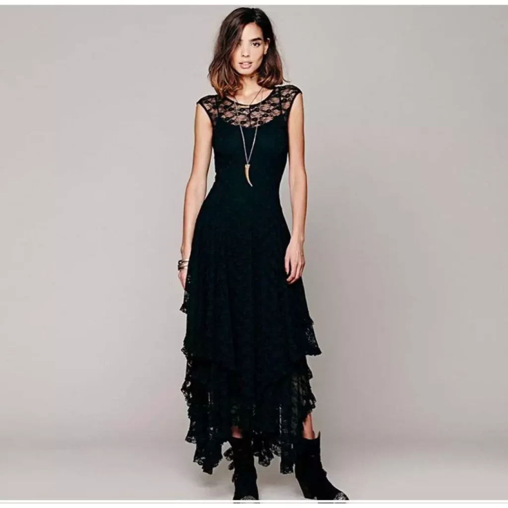 Lace Maxi Dress with Layers