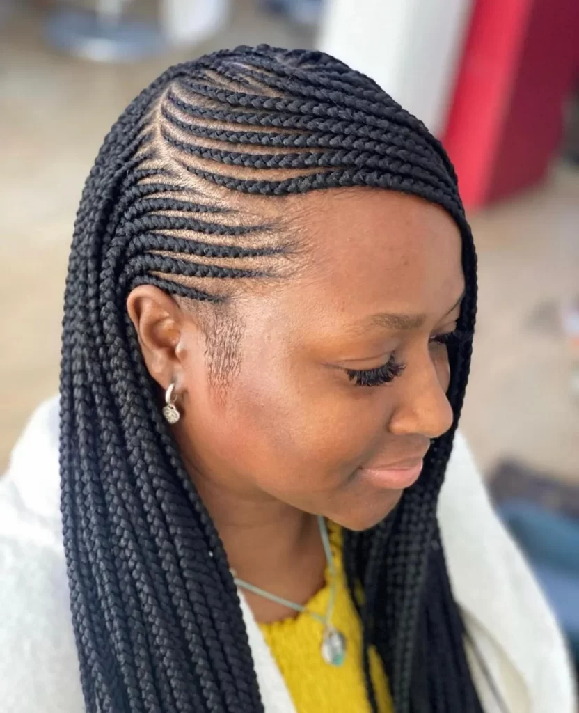 Side Swept Wavy Ghana Weaving Hairstyles