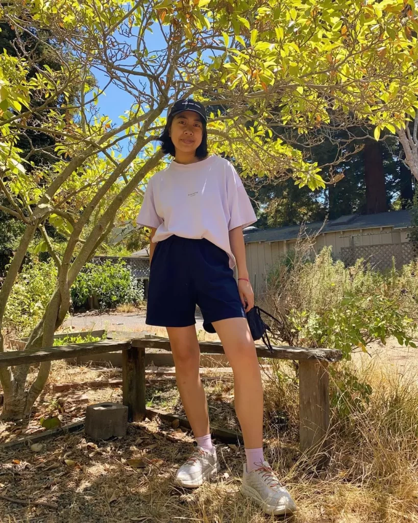 wearing sweat shorts