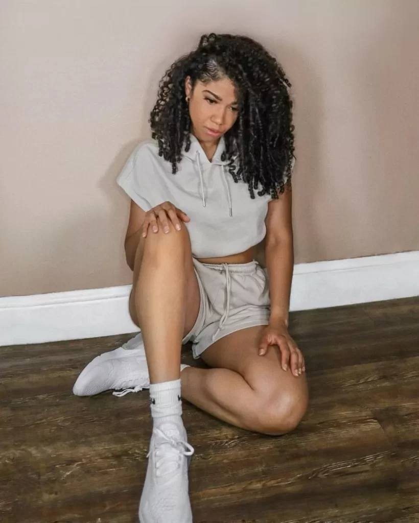 wearing sweat shorts