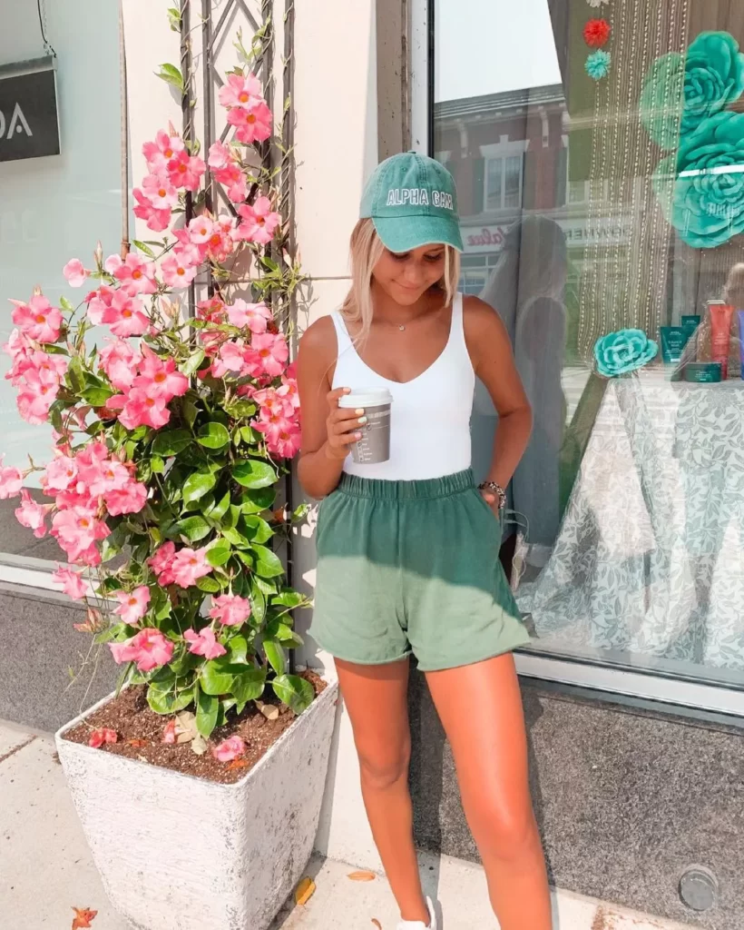 wearing sweat shorts