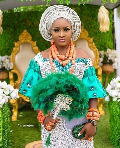Green outfits for itsekiri bride
