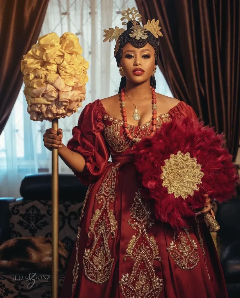 Calabar Bride In Efik Onyonyo Dress With Wig and Combs