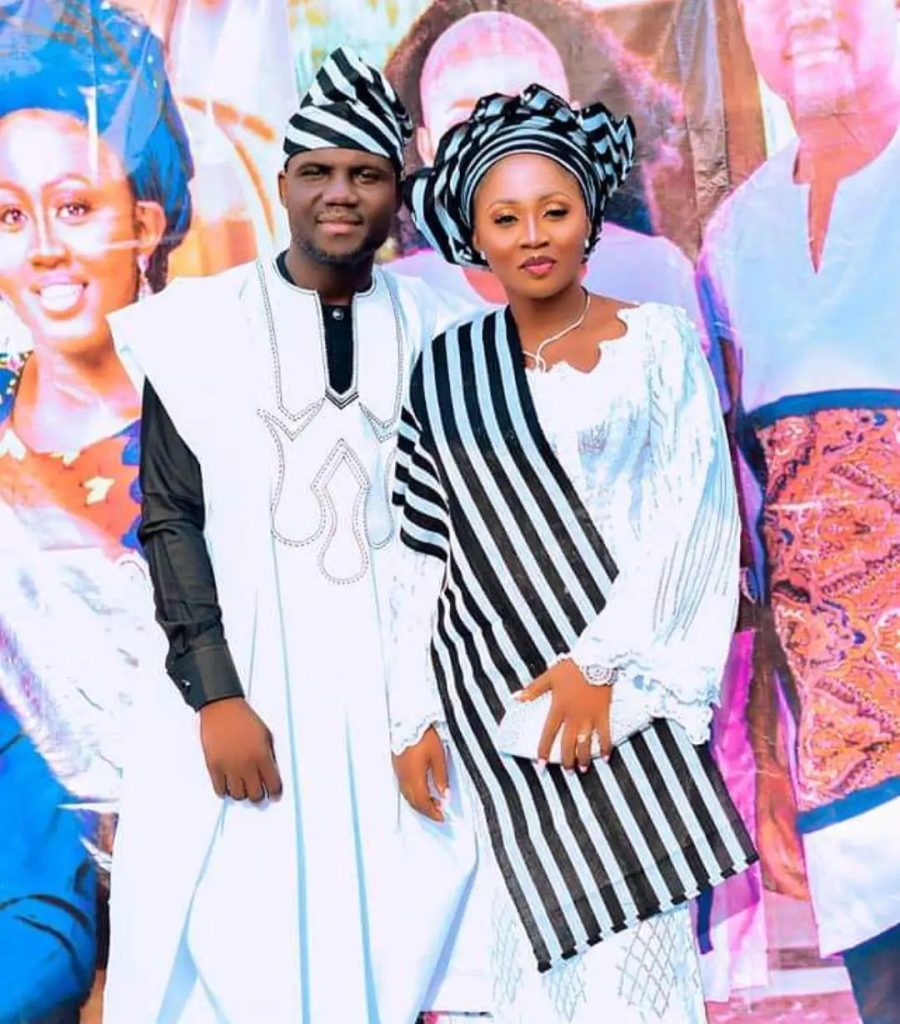 Couple in Tiv traditional wedding attire 