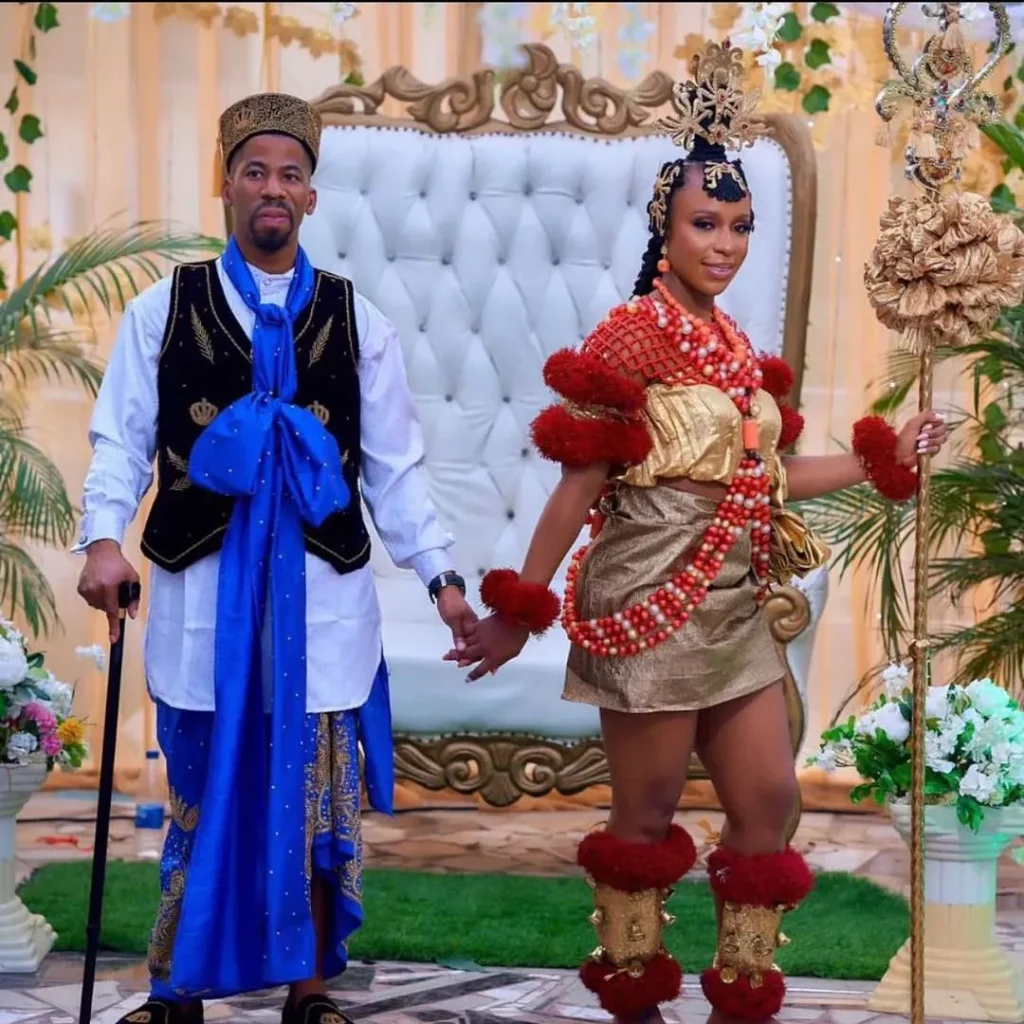 Beautiful Red and Gold Efik Bridal Dress and Hair