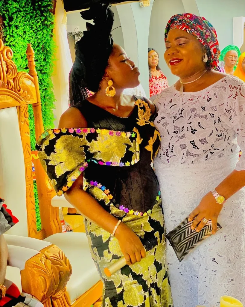 Black and gold Yoruba Traditional female attire for wedding