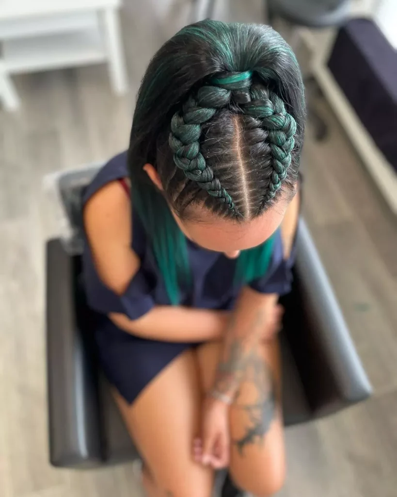 Two cornrow braids