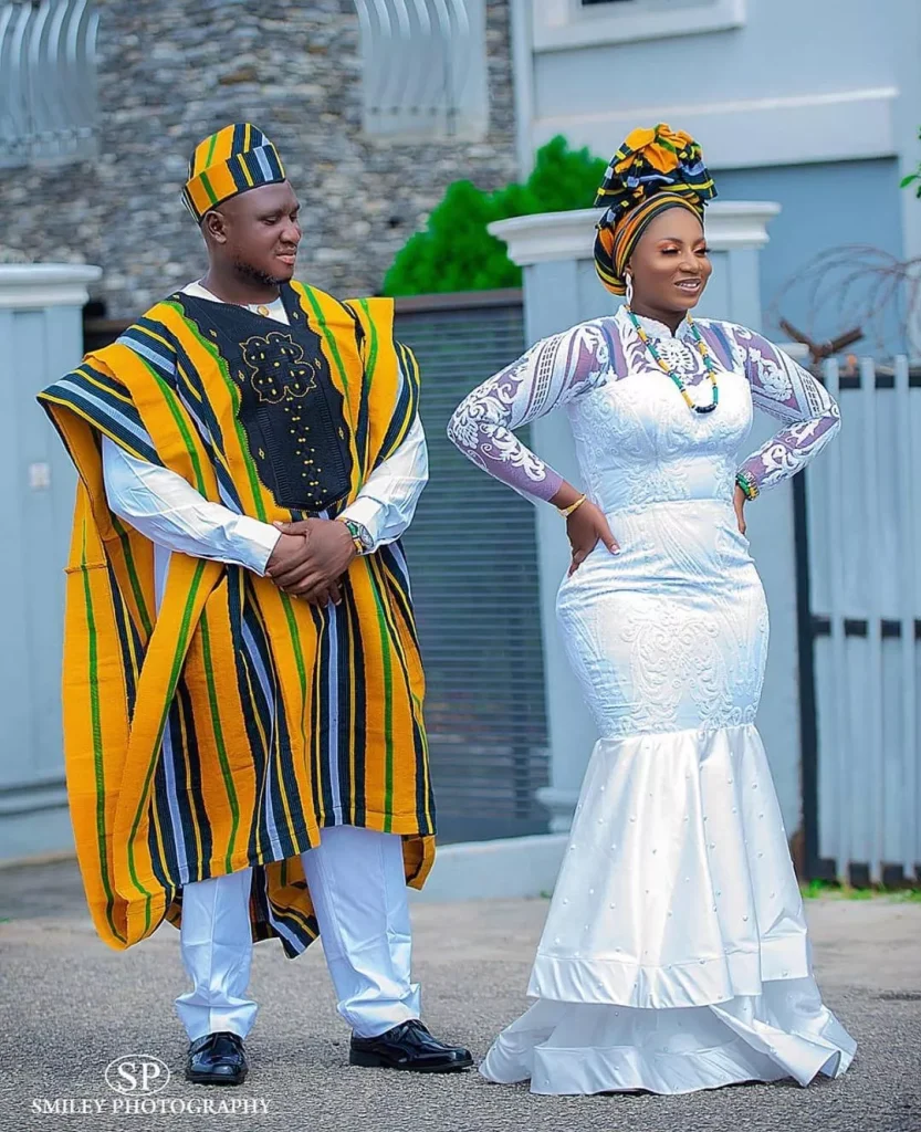 Kogi couple in their igala traditional wedding attire