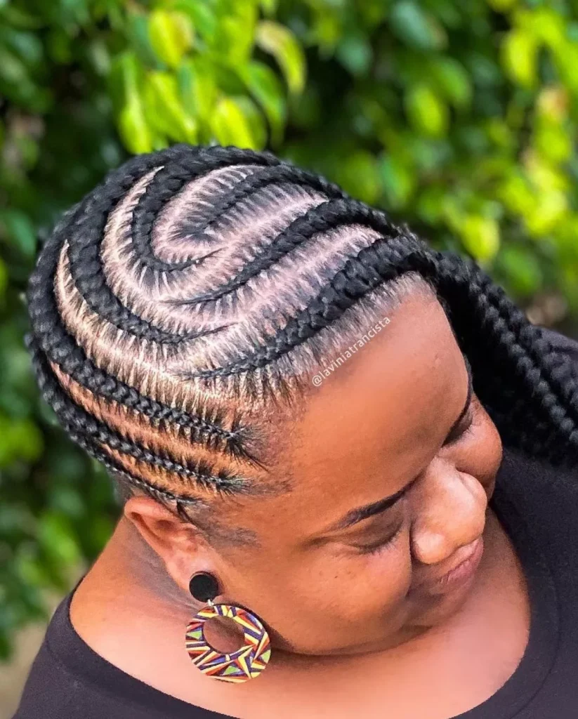 Side-swept cornrow braids