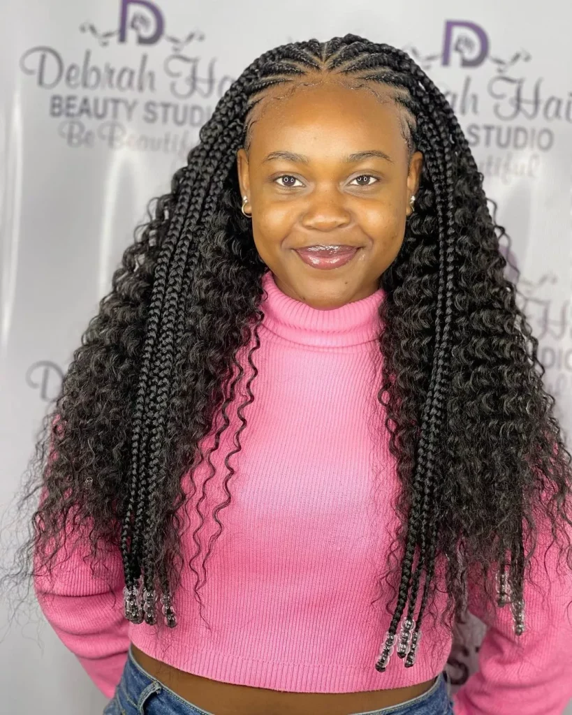 Tribal braids with heart curls