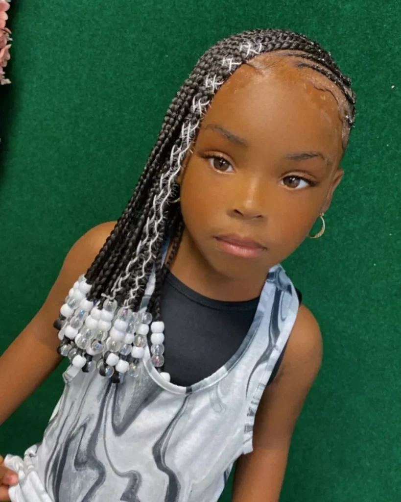 Cornrow braids with beads