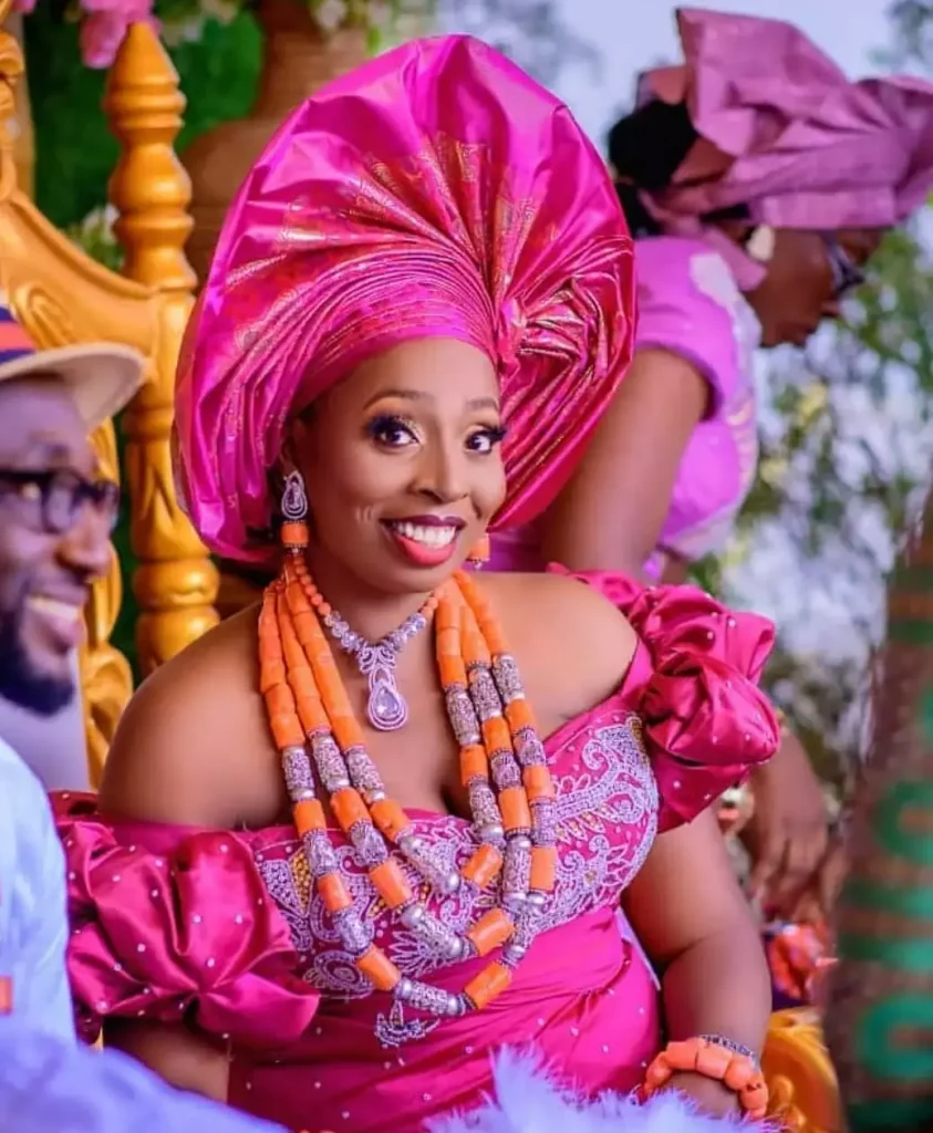 Traditional wedding attire for groom at a traditional Ijaw wedding ceremony