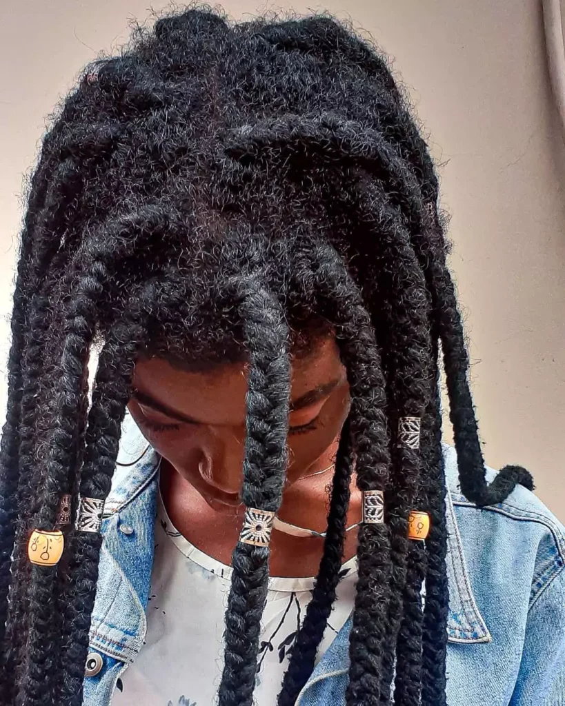 Yarn braids with beads