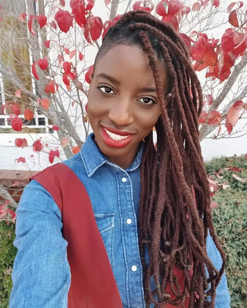 Yarn braids with natural hair