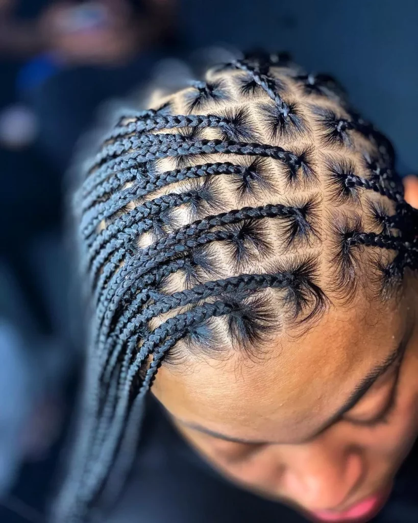 Yarn braids on short hair