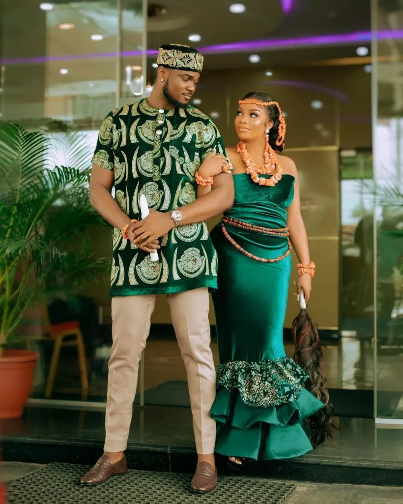Bride and groom in native igbo wears