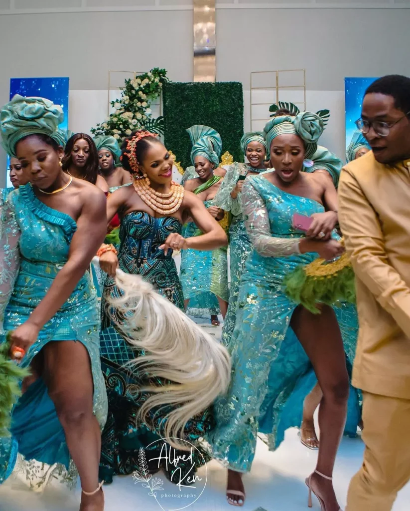 Igbo bride and bridal train