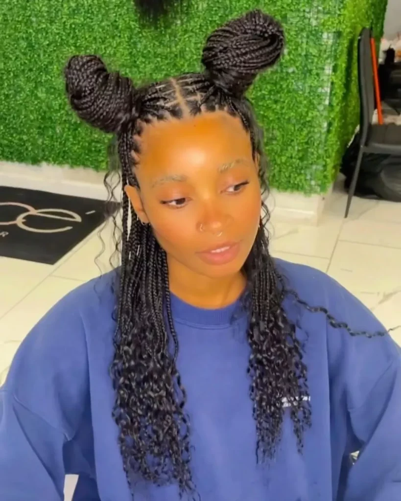 Medium length knotless box braids