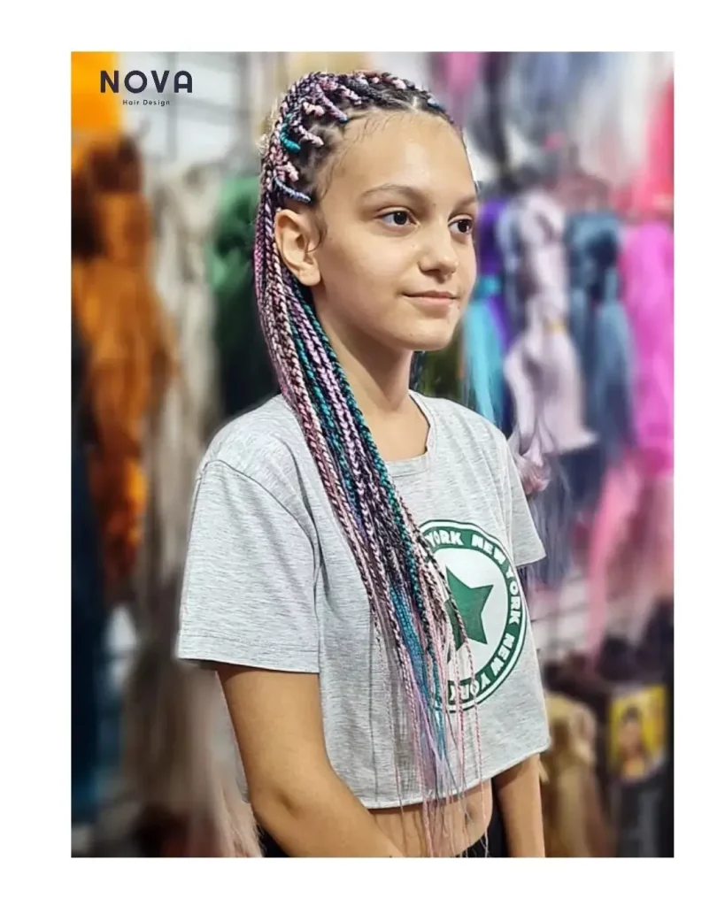 Medium length knotless box braids