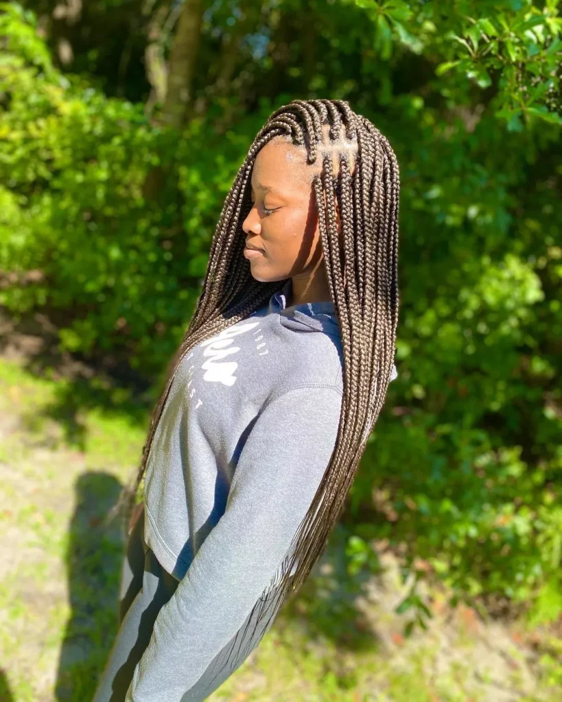 Medium length knotless box braids