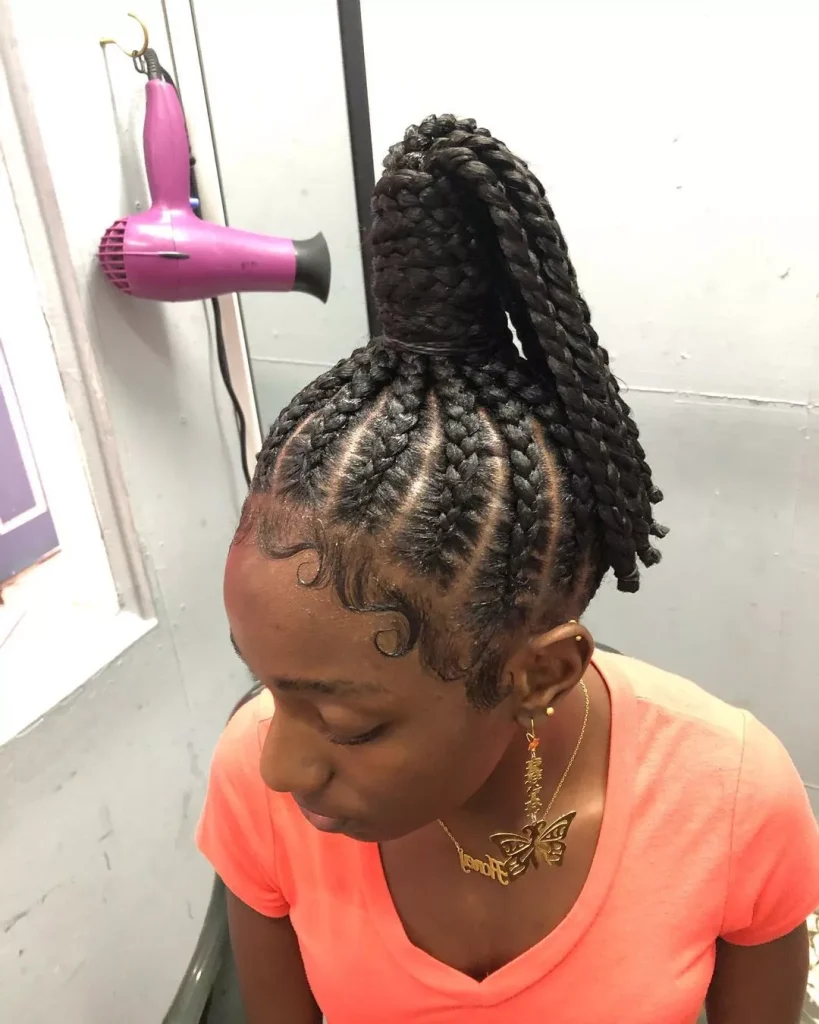 Blunt cut ponytail