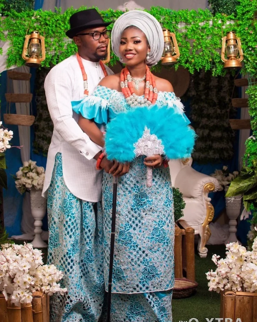Urhobo couples in native wear