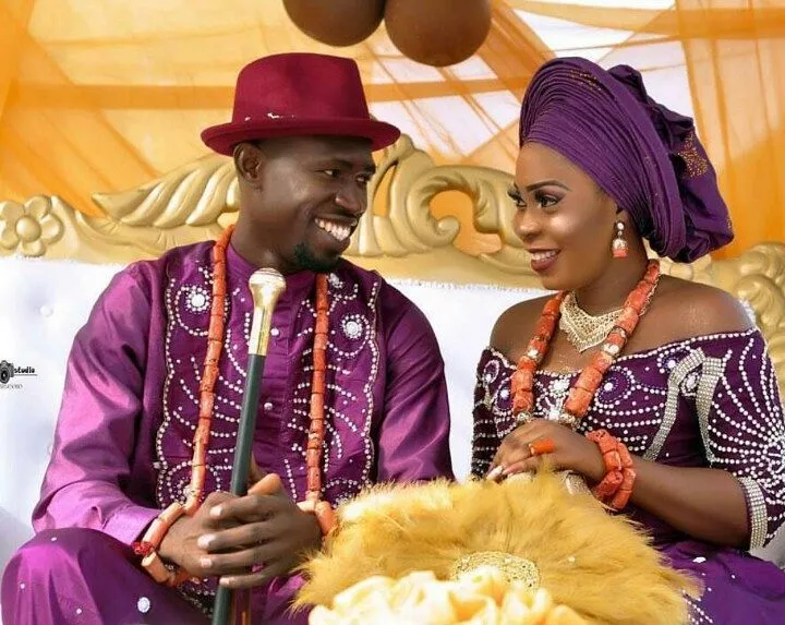 Couples in Ijaw traditional marriage