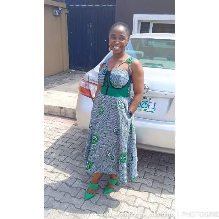 
Ankara corset dress, flared dress 
