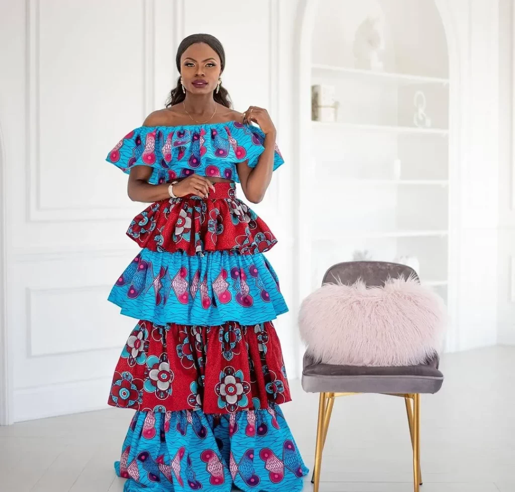 Ankara crop top and high waist skirt