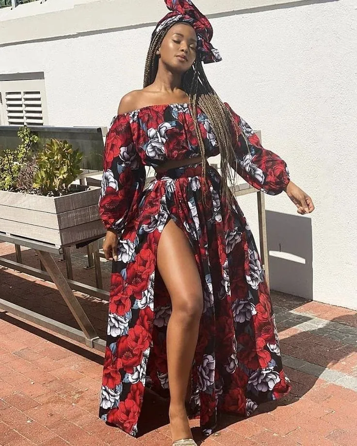 Ankara crop top and flared skirt