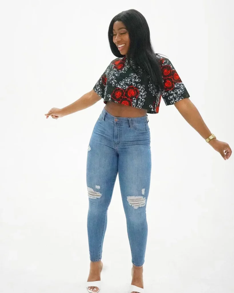 long ankara tops on jeans