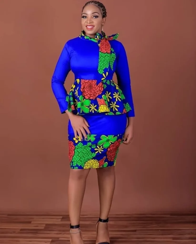 Peplum top and skirt style for work