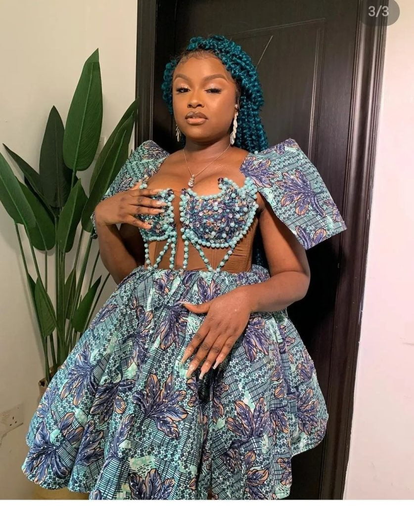 ankara corset top with sleeves - Ankara Corset Fit & Flare Midi Dress