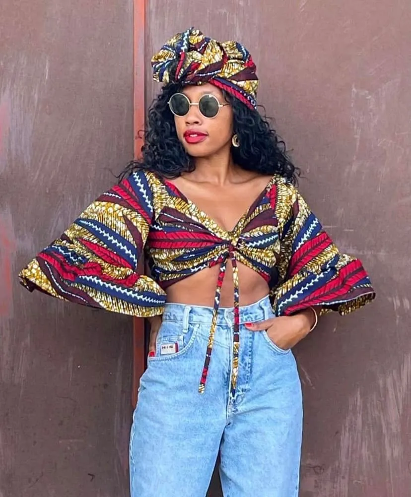 Ankara crop top off shoulder
