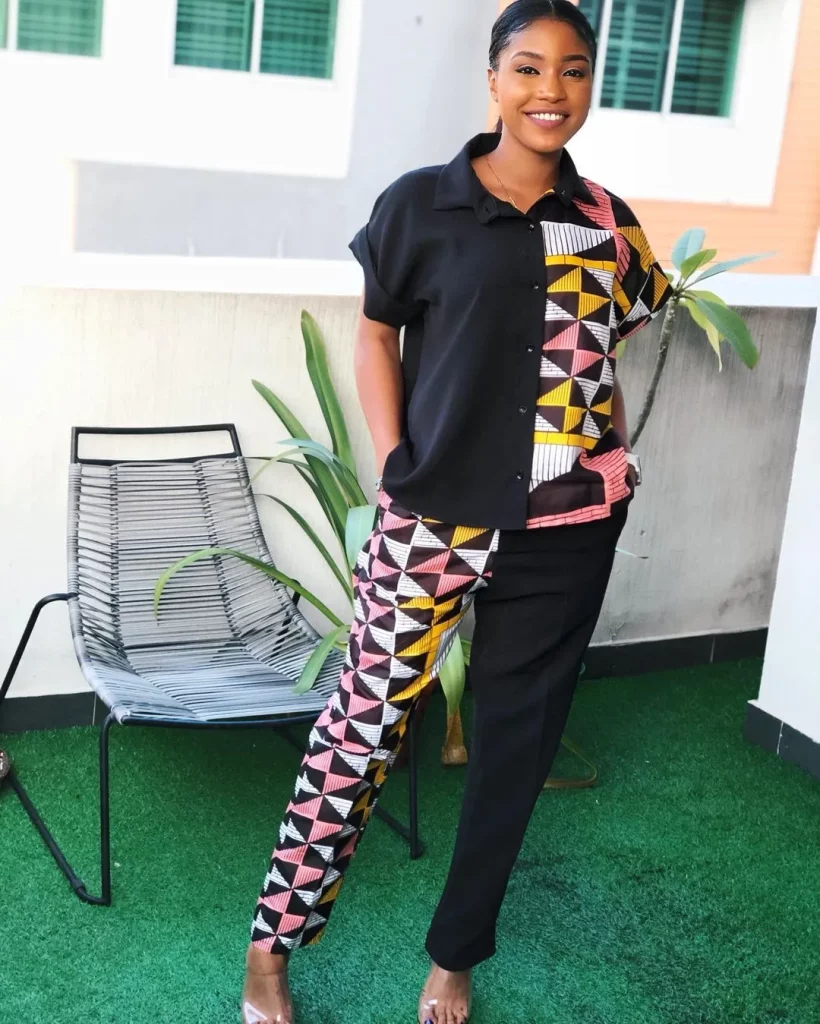 Ankara shirt and trousers for Ladies