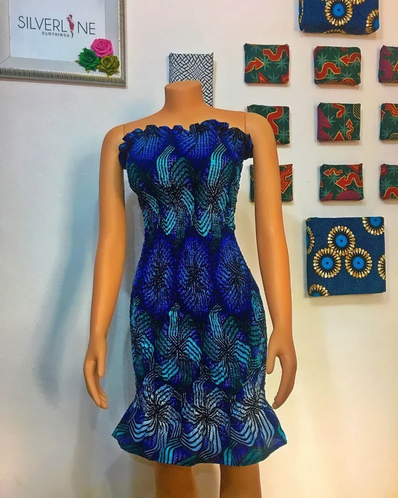 
Beautiful Smocked Ankara Dress With Slit 
