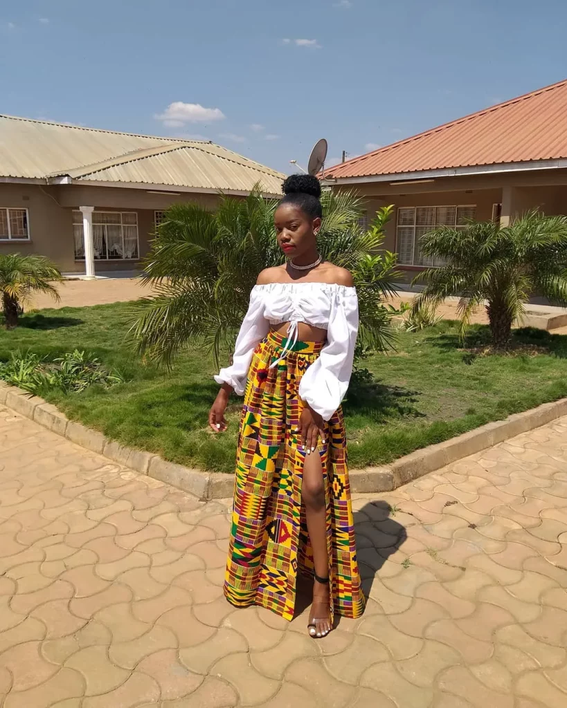 Ankara maxi skirt with a single split