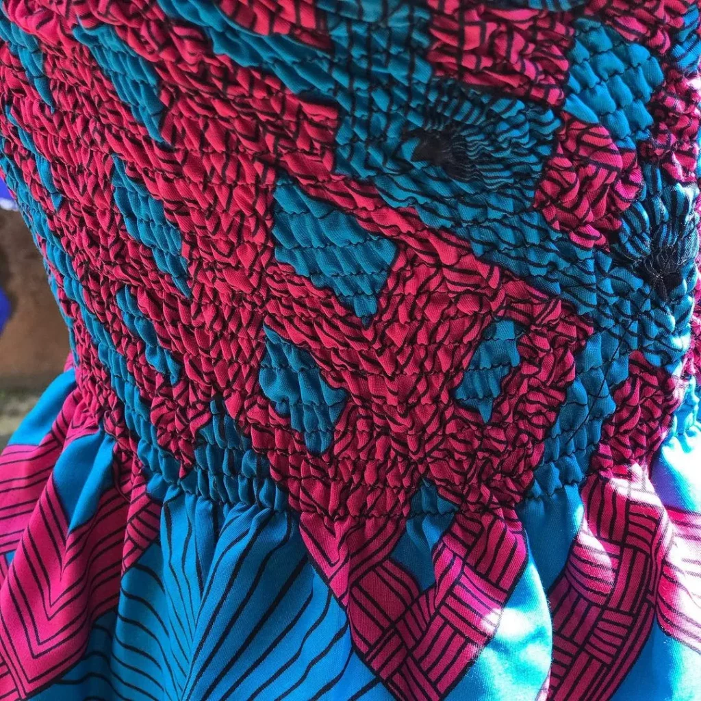 
African Ankara Style Print Cotton Women Long Smocked Maxi Dress