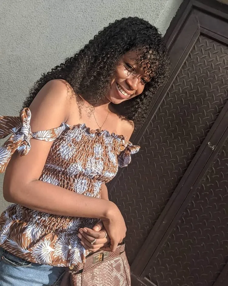 Off shoulder smocked Ankara top